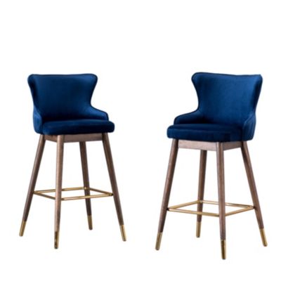 Fabric Upholstered Wingback Bar Stools, set of 2