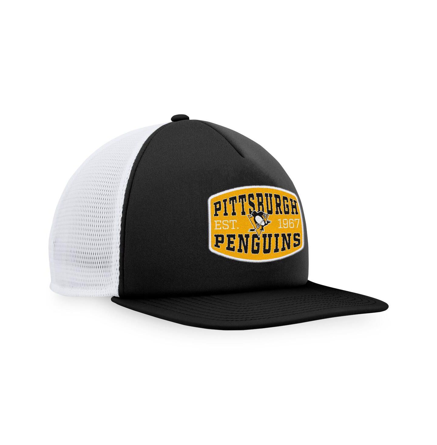 Мужская кепка Fanatics Black/White Pittsburgh Penguins Foam Front Patch Trucker Snapback Hat — фото 4