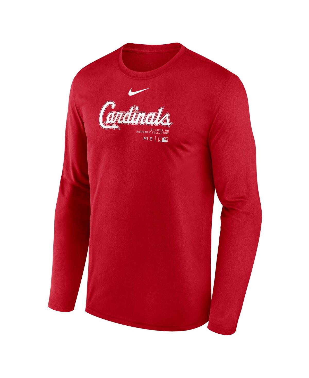 Nike Men'sSt. Louis Cardinals Authentic Collection Practice Performance Long Sleeve T-Shirt - Red