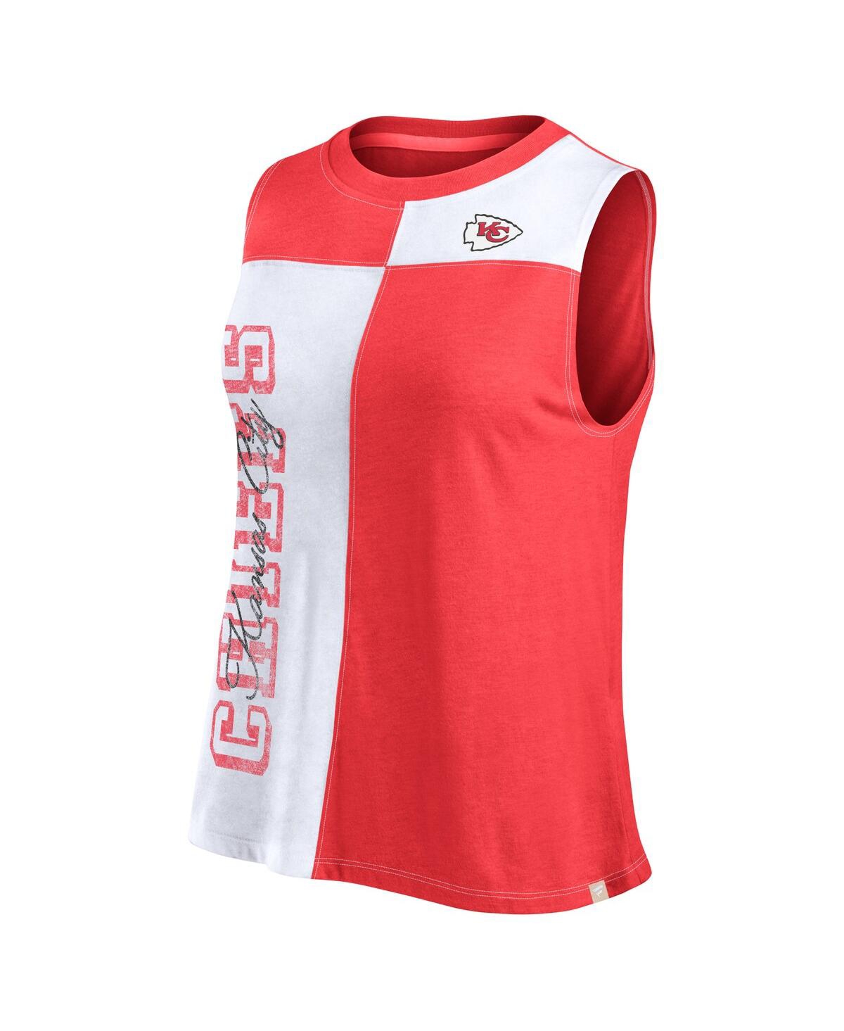Fanatics Women's Red/white Kansas City Chiefs Script Colorblock Tank Top In Red,white