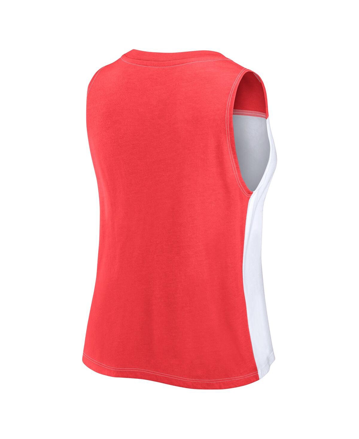 Fanatics Women's Red/white Kansas City Chiefs Script Colorblock Tank Top In Red,white