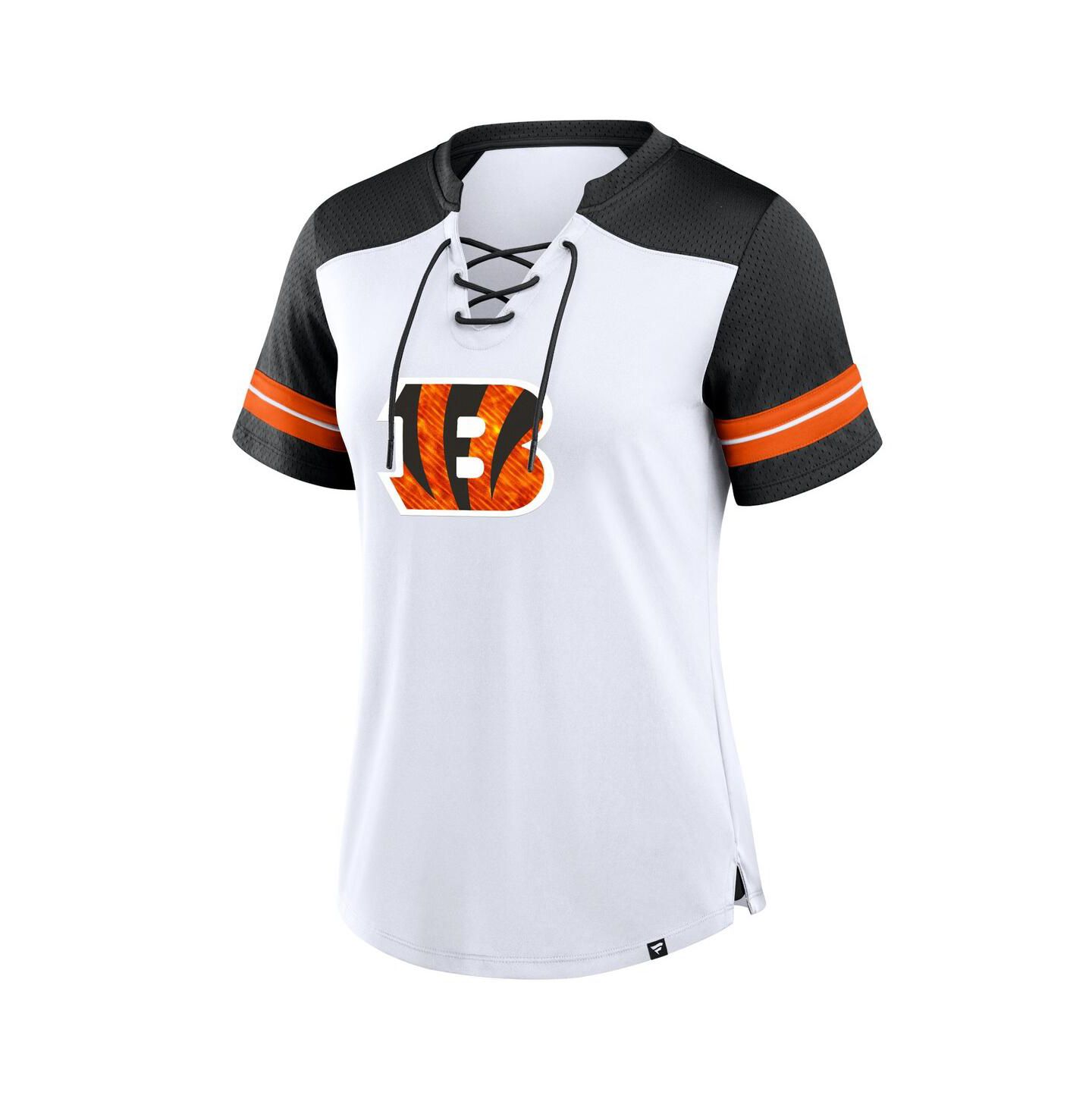 Женская футболка Fanatics White/Black Cincinnati Bengals Foiled Primary Lace-Up — фото 3