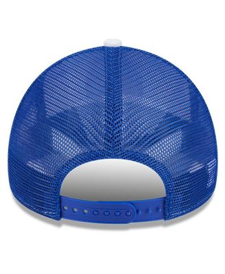 Men's White/Royal Golden State Warriors Court Sport Foam A-Frame 9FORTY Adjustable Trucker Hat