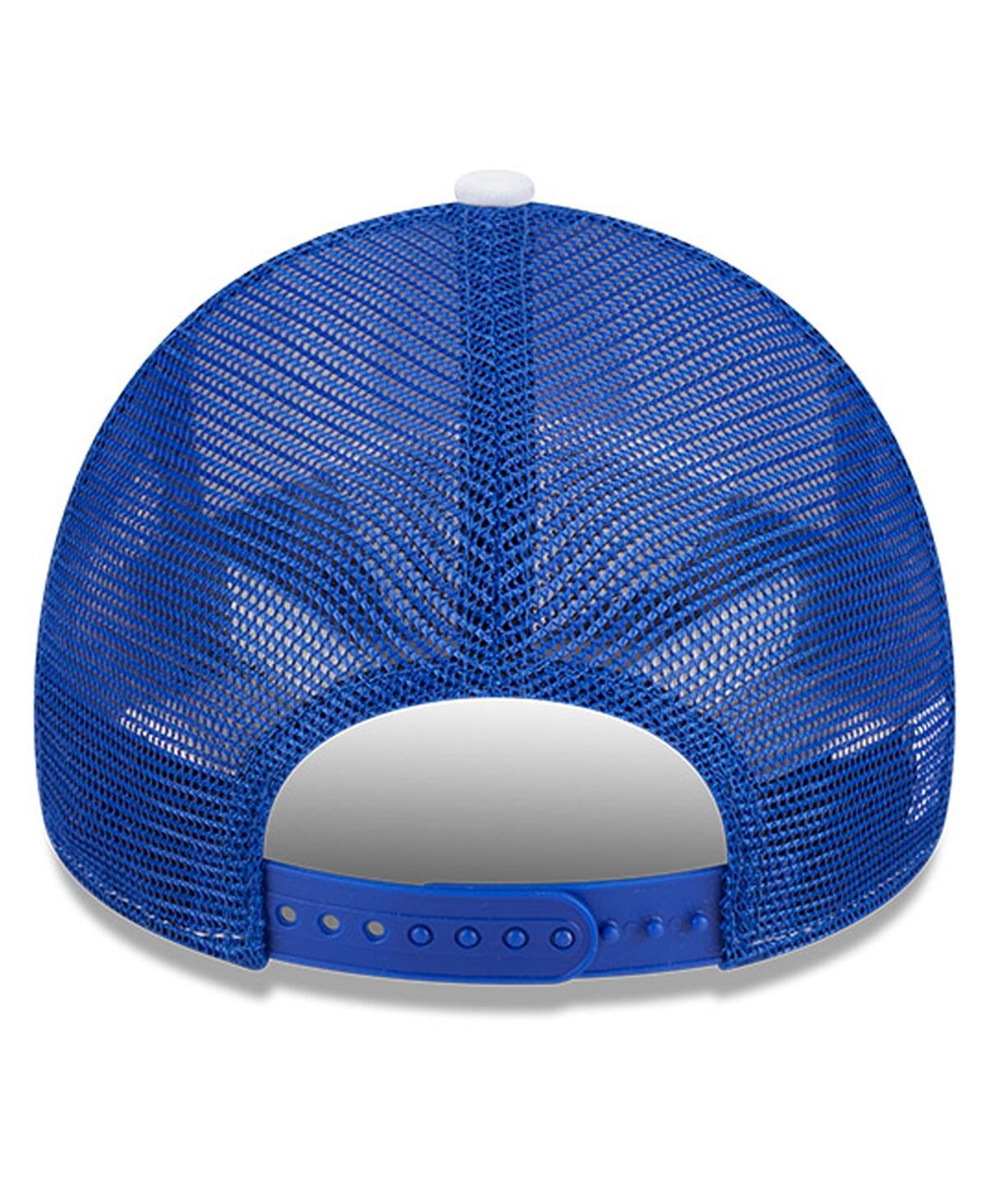 New Era Men's White/royal Golden State Warriors Court Sport Foam A-frame 9forty Adjustable Trucker Hat In White,royal