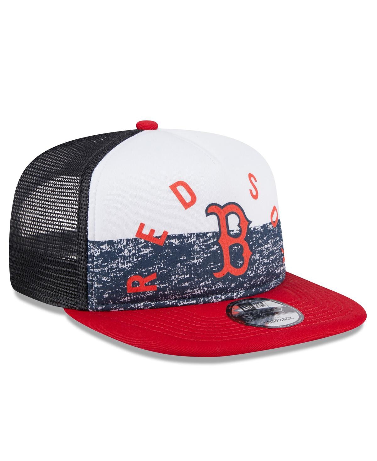 New Era Men'sRed Boston Red Sox Team Foam Front A-Frame Trucker 9FIFTY Snapback Hat - White, Red