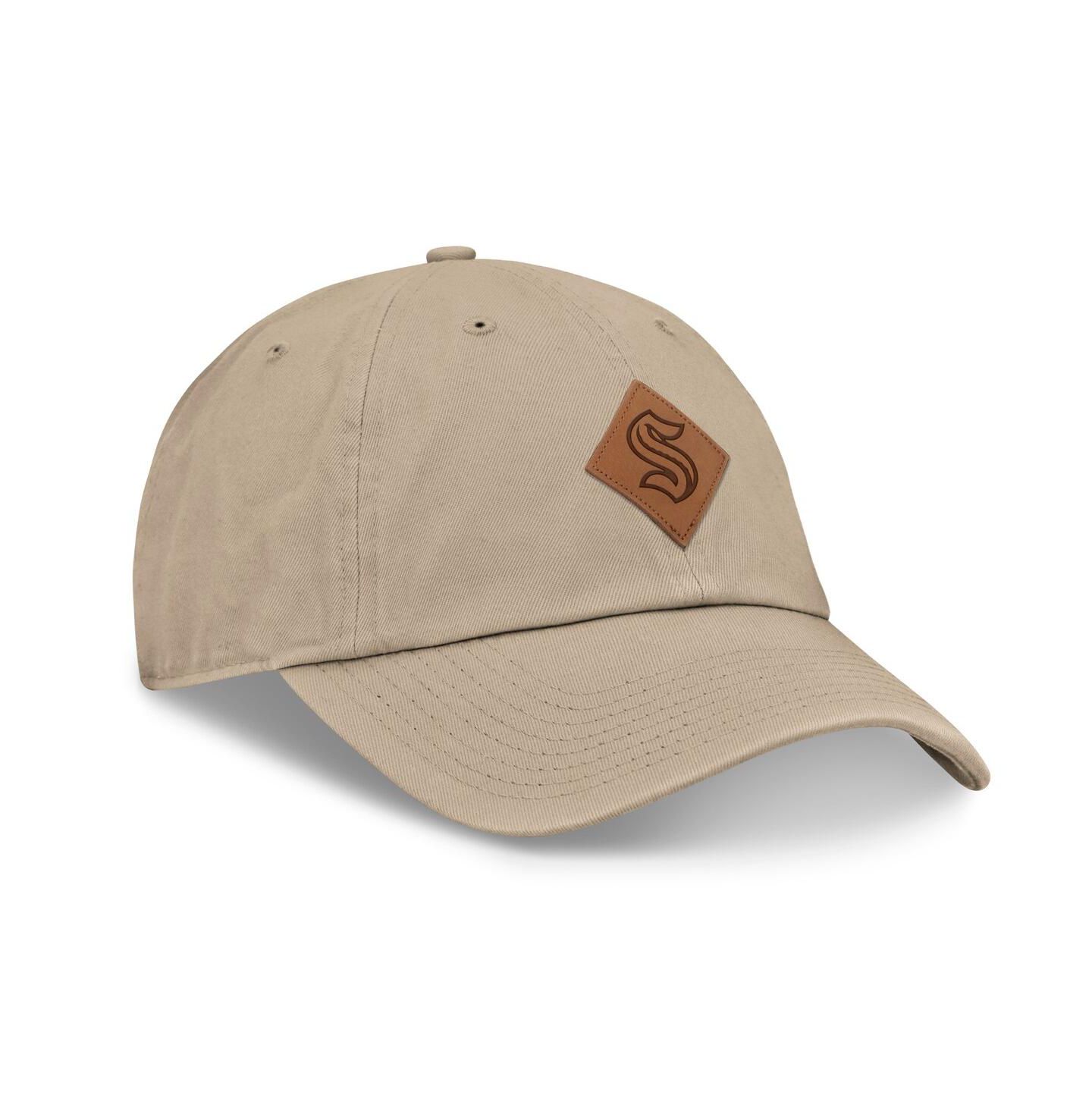Мужской головной убор Fanatics Khaki Seattle Kraken Elements Unstructured Patch Leather Strapback Hat — фото 2