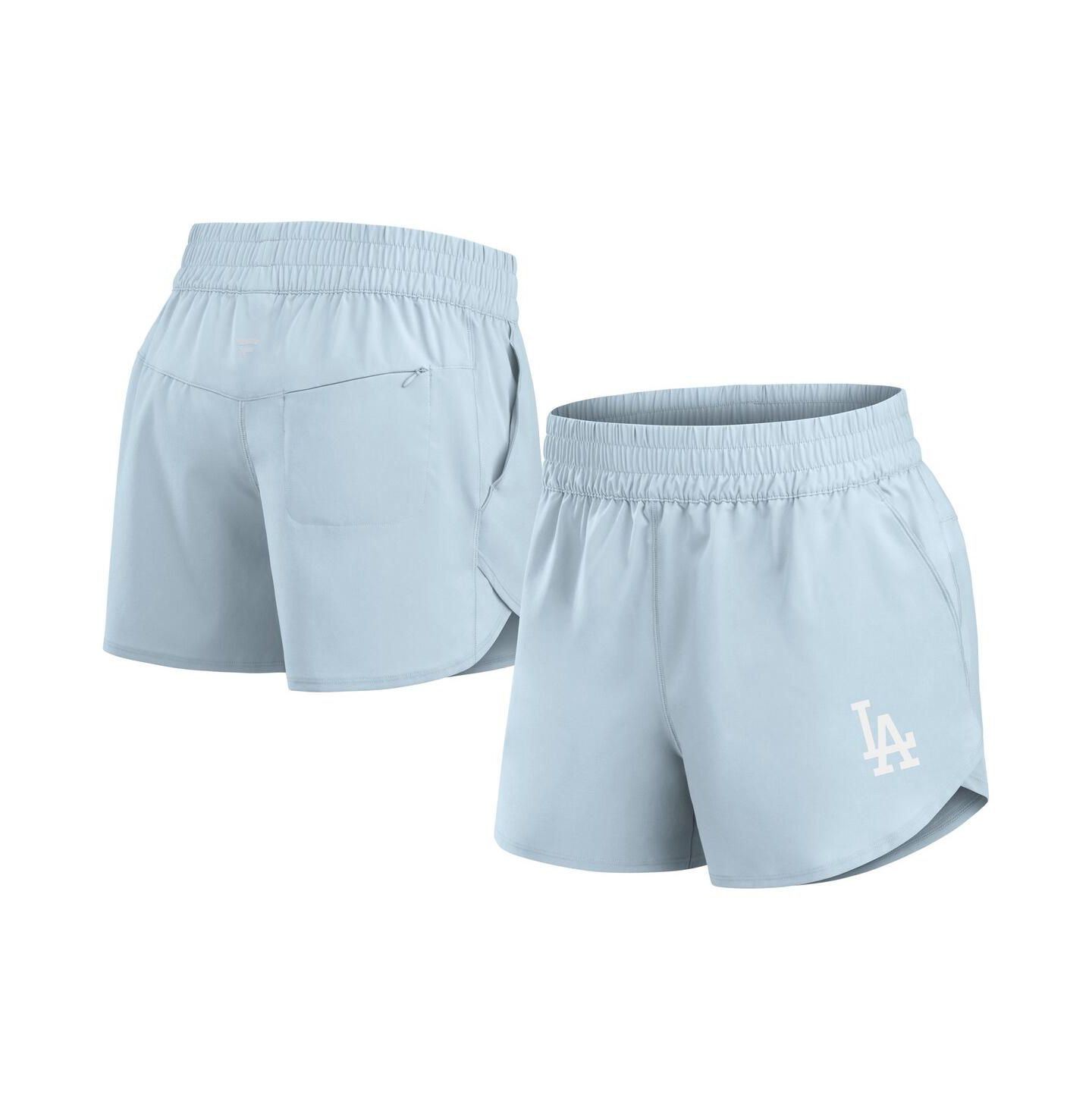 Женские шорты Fanatics Light Blue Los Angeles Dodgers Studio Woven Vibe — фото 1