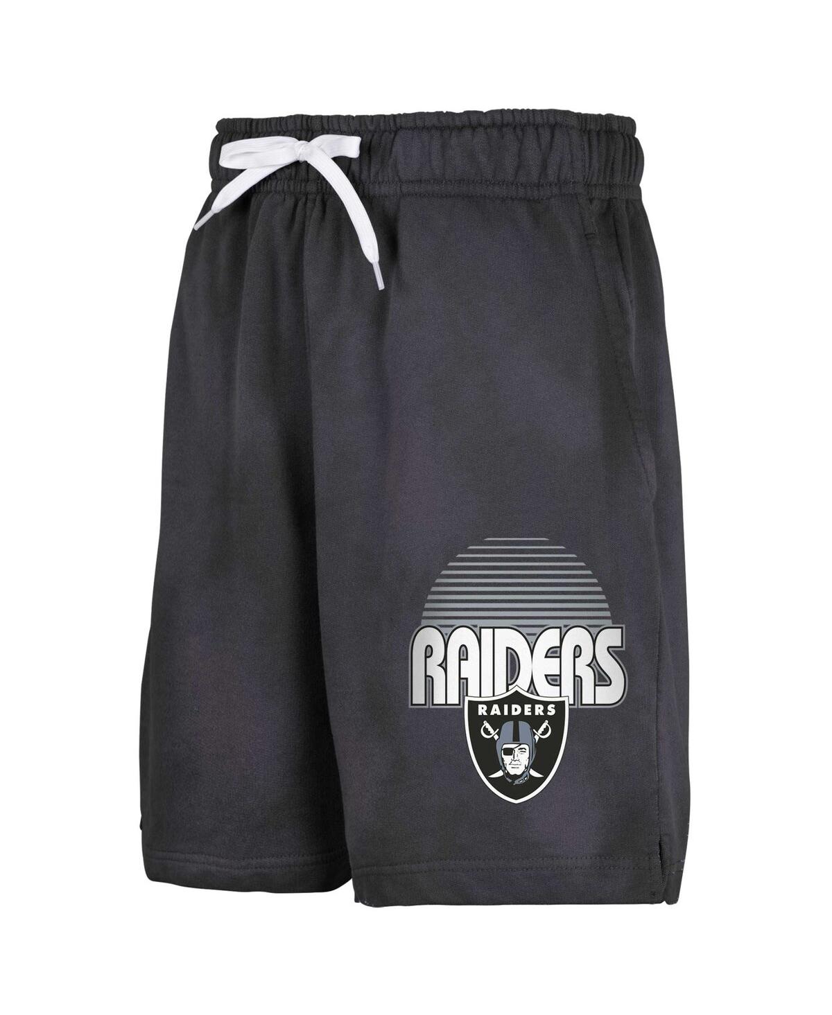 Outerstuff Big Boys And Girls Black Las Vegas Raiders Beach Bum Sun-bleached French Terry Shorts In Black