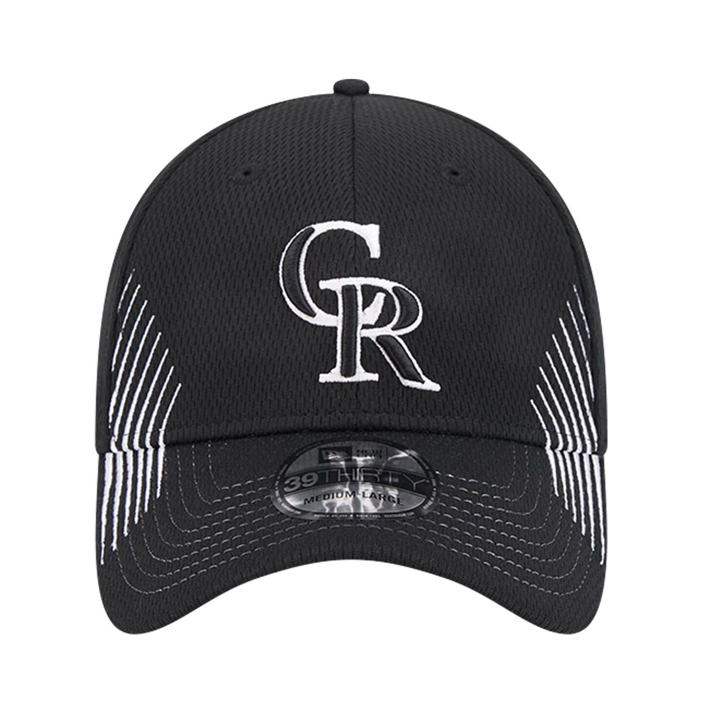 Мужская кепка New Era Black Colorado Rockies Active Dash Mark 39THIRTY Flex Hat — фото 4