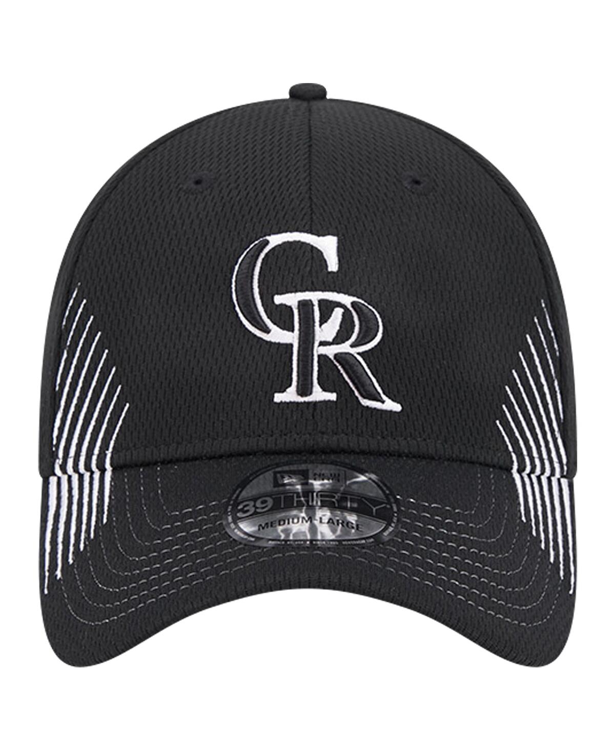 New Era Men'sColorado Rockies Active Dash Mark 39THIRTY Flex Hat - Black