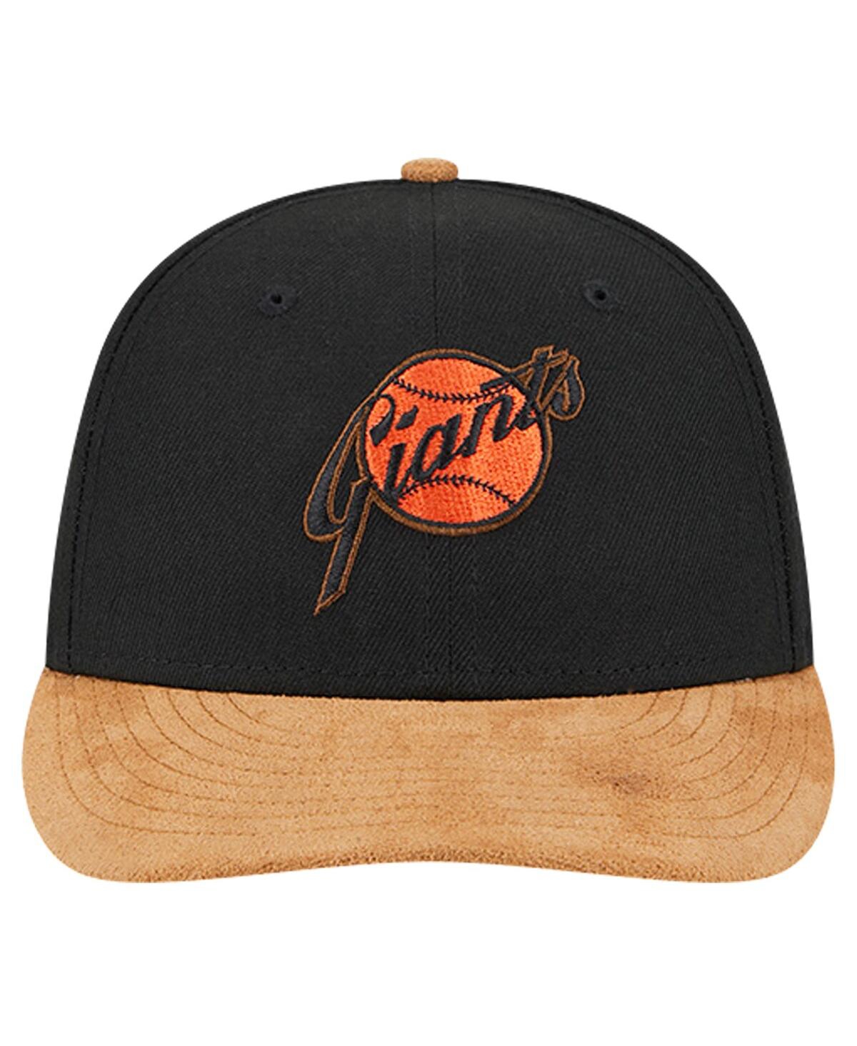 New Era Men'sSan Francisco Giants Team Suede Visor Low Profile 59FIFTY Fitted Hat - Black