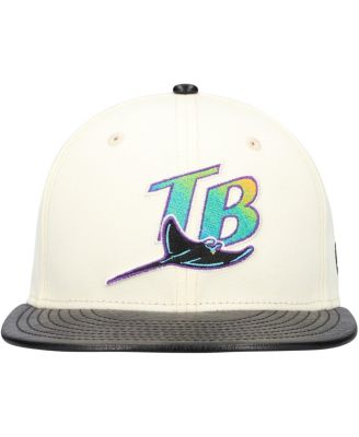 Men's Cream Tampa Bay Rays Game Night Leather Visor 59FIFTY Fitted Hat