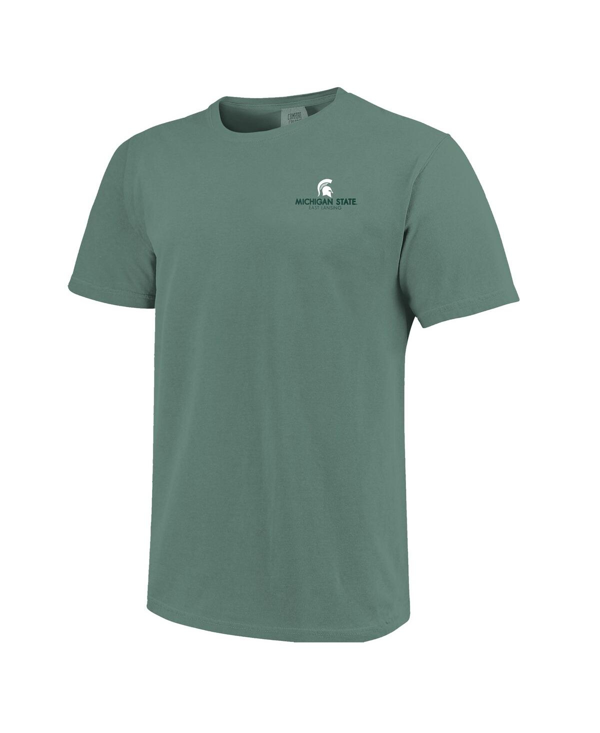 Image One Women's Green Michigan State Spartans Comfort Colors Checkered Mascot T-shirt In Green