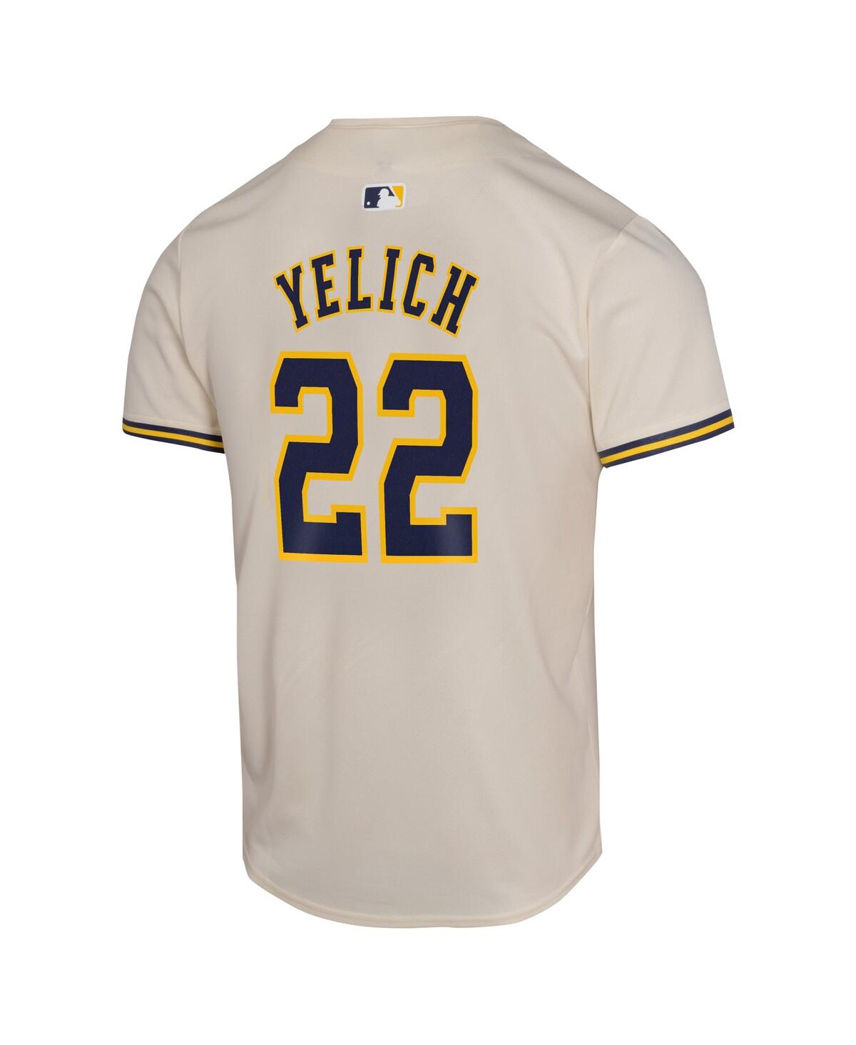 Nike Big Boys and Girls Christian YelichMilwaukee Brewers Home Game Player Jersey - Cream