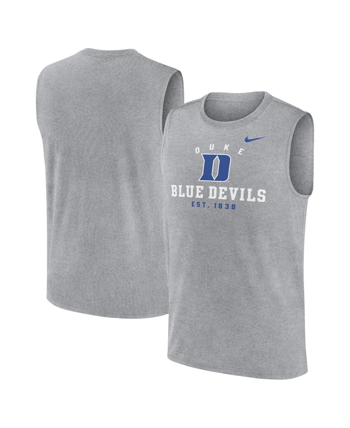 Men's Heather Gray Duke Blue Devils Primetime Legend Lock Up Performance Muscle Tank Top - Heather Gray