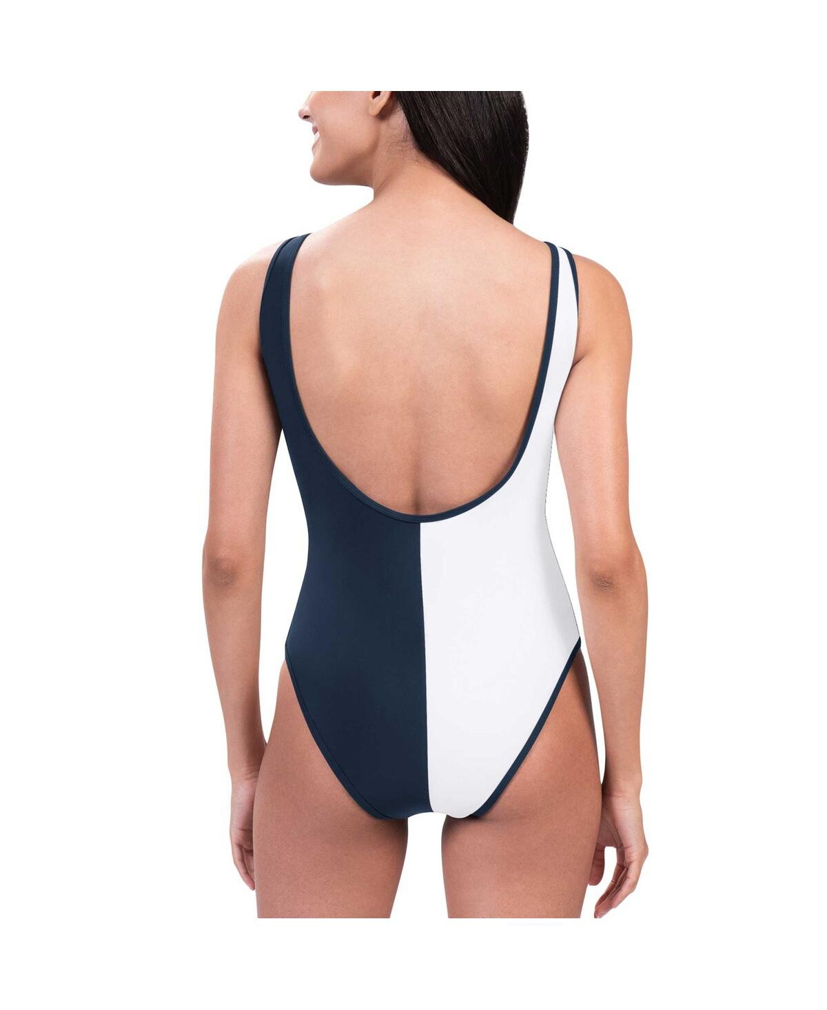 G-III 4HER BY CARL BANKS WOMEN'S NAVY/WHITE LOS ANGELES DODGERS LAST STAND ONE-PIECE SWIMSUIT 