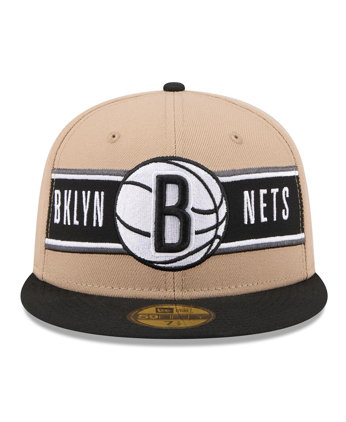 New Era Men'sBlack Brooklyn Nets 2024 Nba Draft 59FIFTY Fitted Hat - Tan, Black