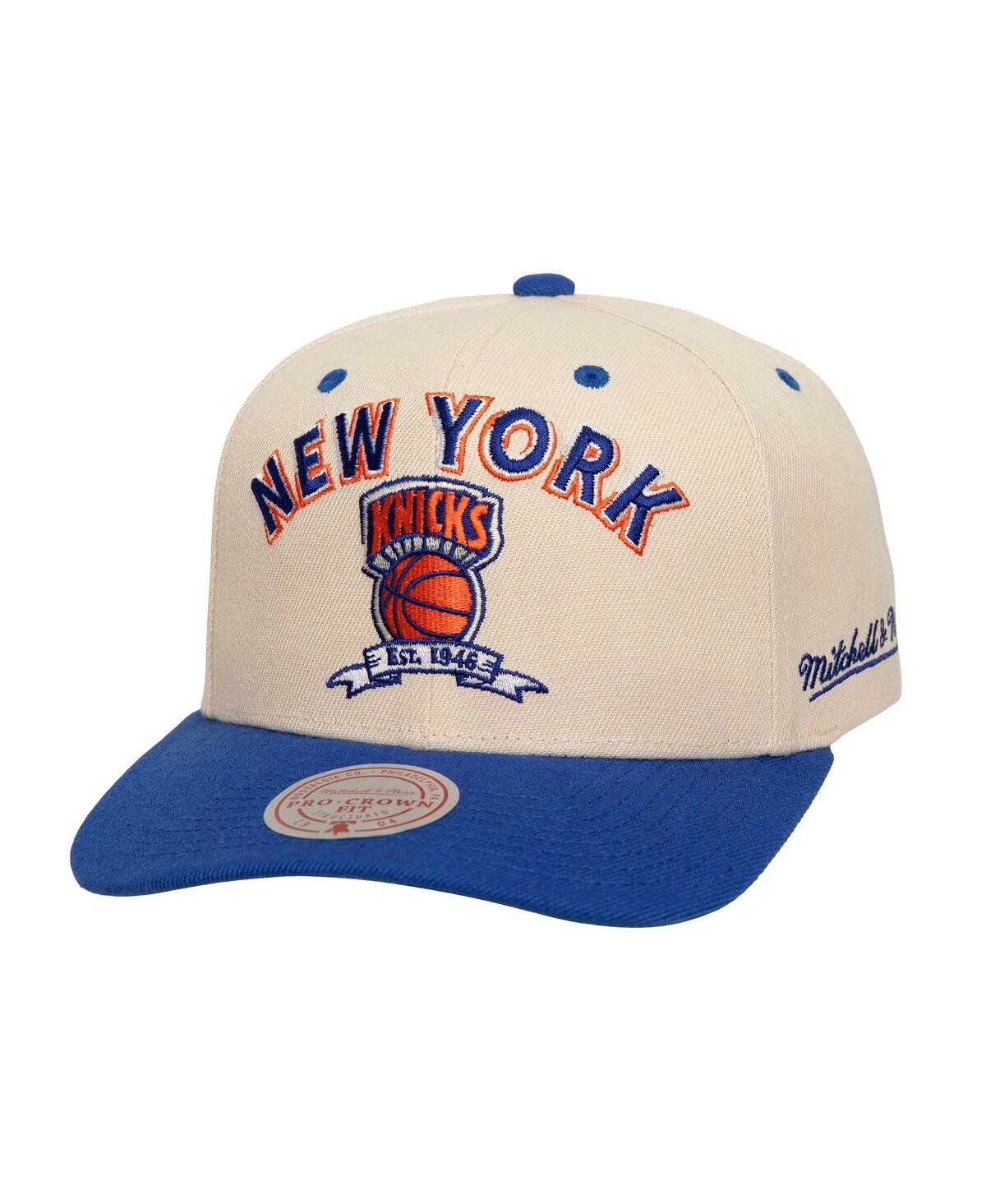 Mitchell & Ness Men's Cream/blue New York Knicks 2x Nba Champions Soul Legacy Defined Snapback Hat In Cream,blue