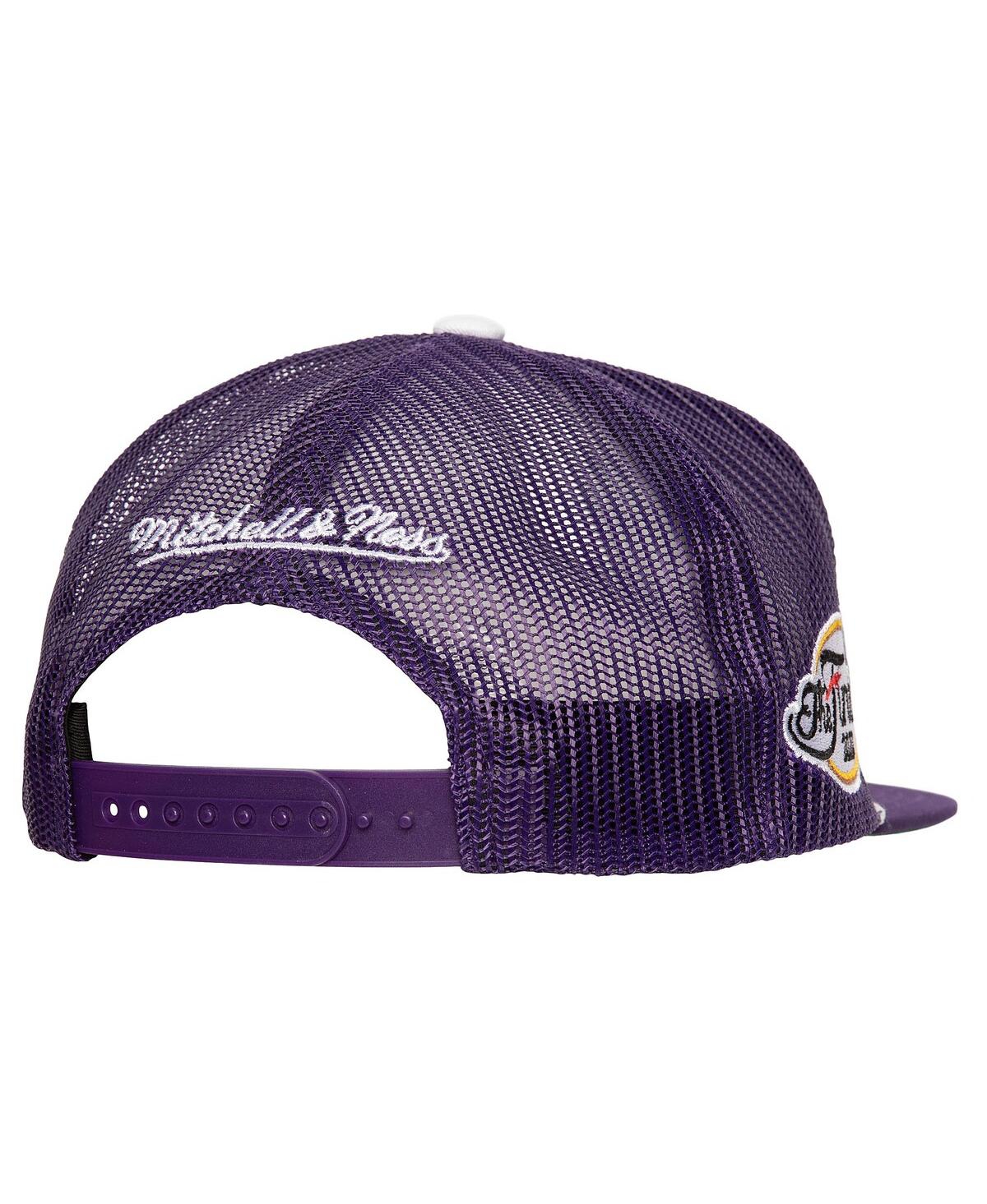 Mitchell & Ness Men's Purple Los Angeles Lakers Roper Meshback Trucker Snapback Hat In Purple