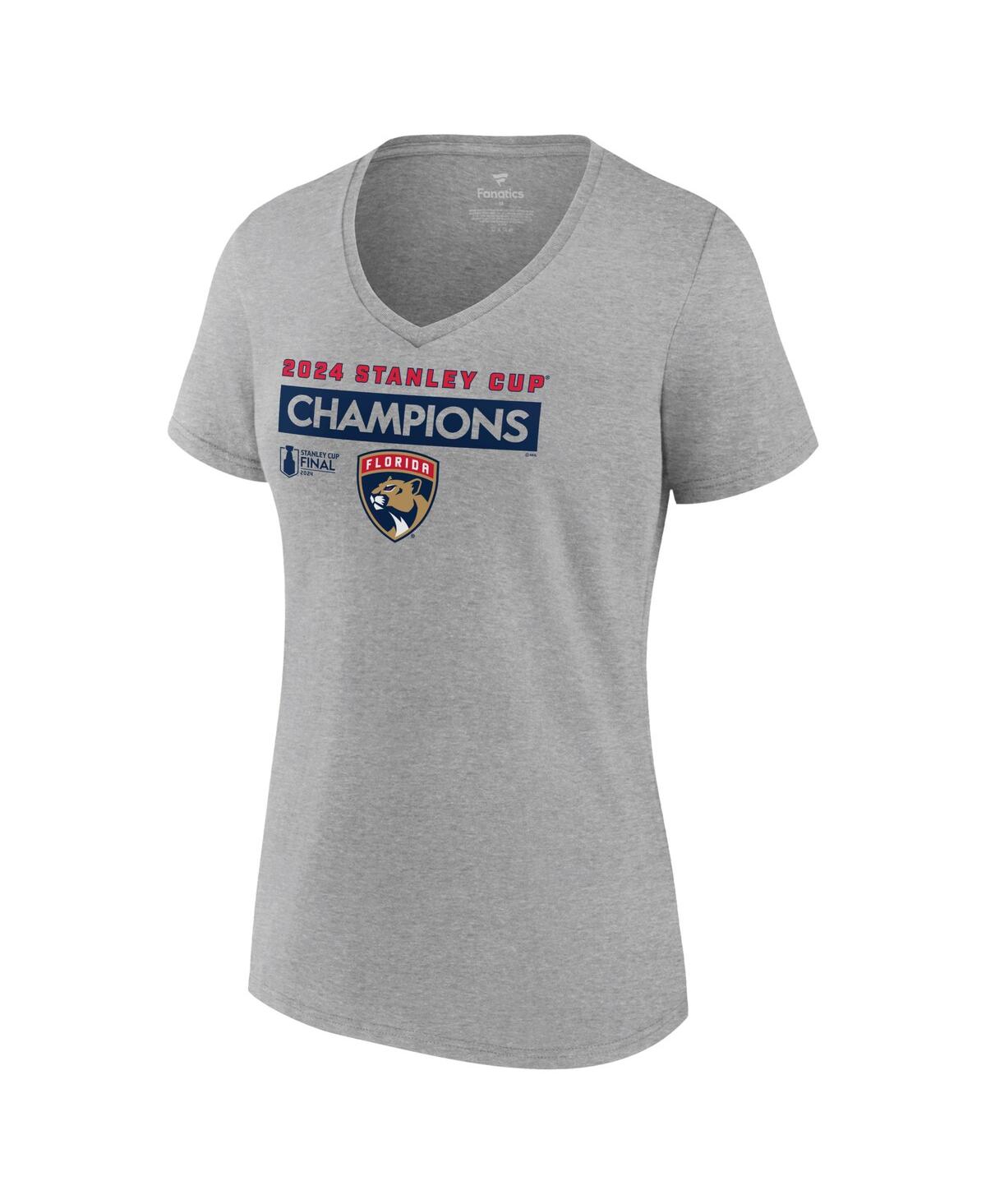 Fanatics Women's Steel Florida Panthers 2024 Stanley Cup Champions Roster V-neck T-shirt In Steel