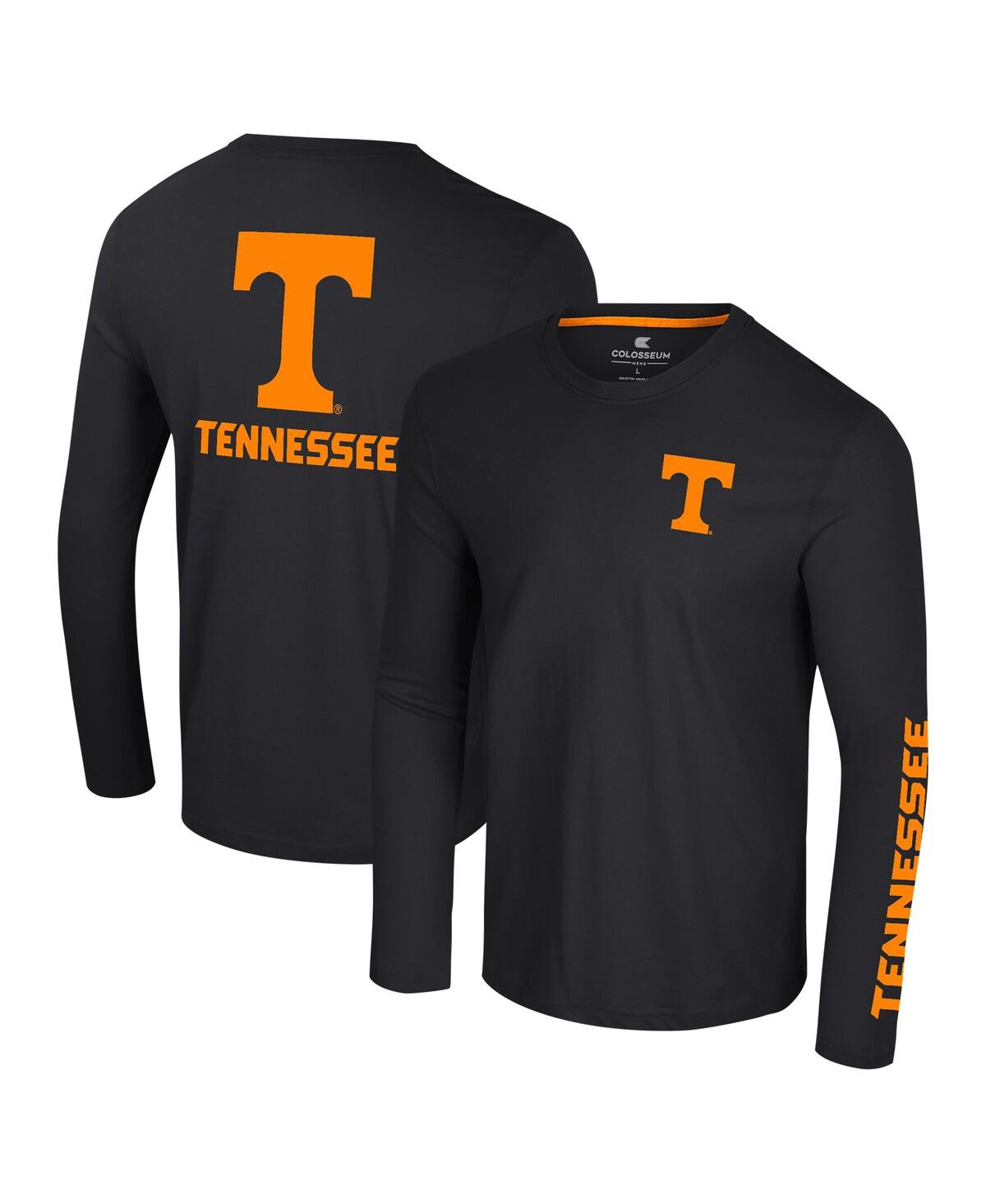 Men's Black Tennessee Volunteers Logo Lockup 3-Hit Active Blend Long Sleeve T-Shirt - Black