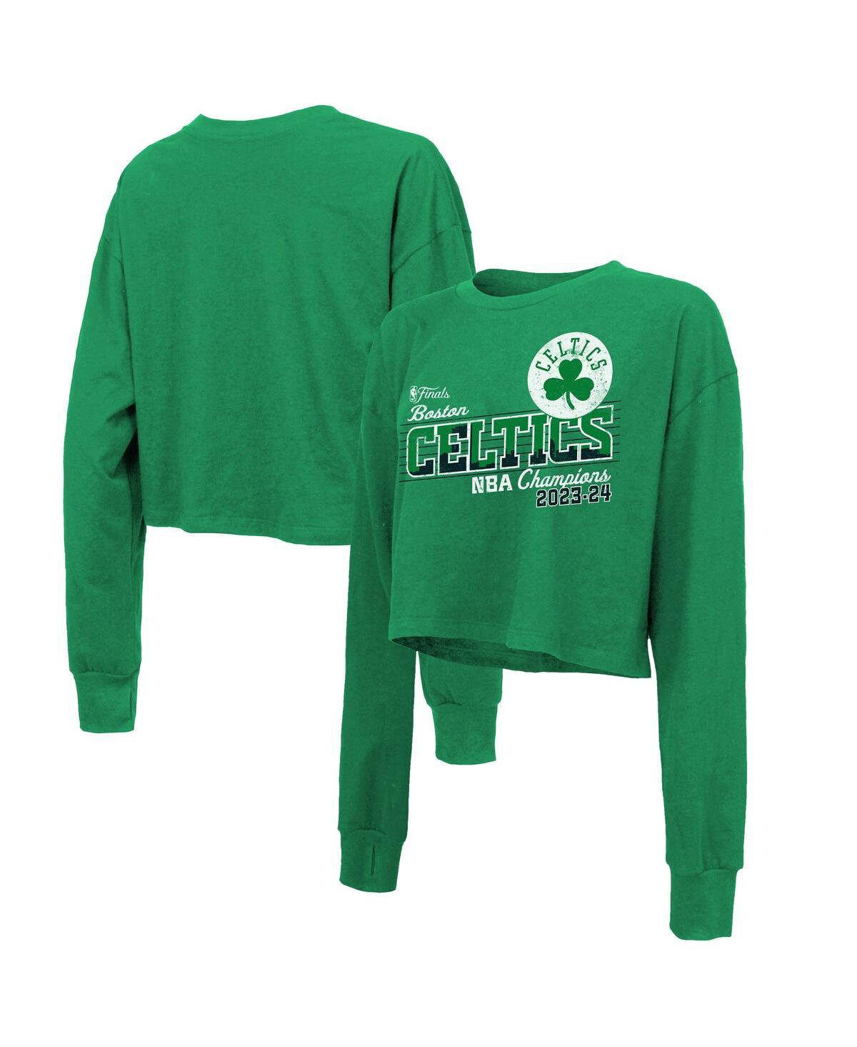 Threads Women's Kelly Green Boston Celtics 2024 Nba Finals Champions Cropped Long Sleeve T-Shirt - Kelly Green
