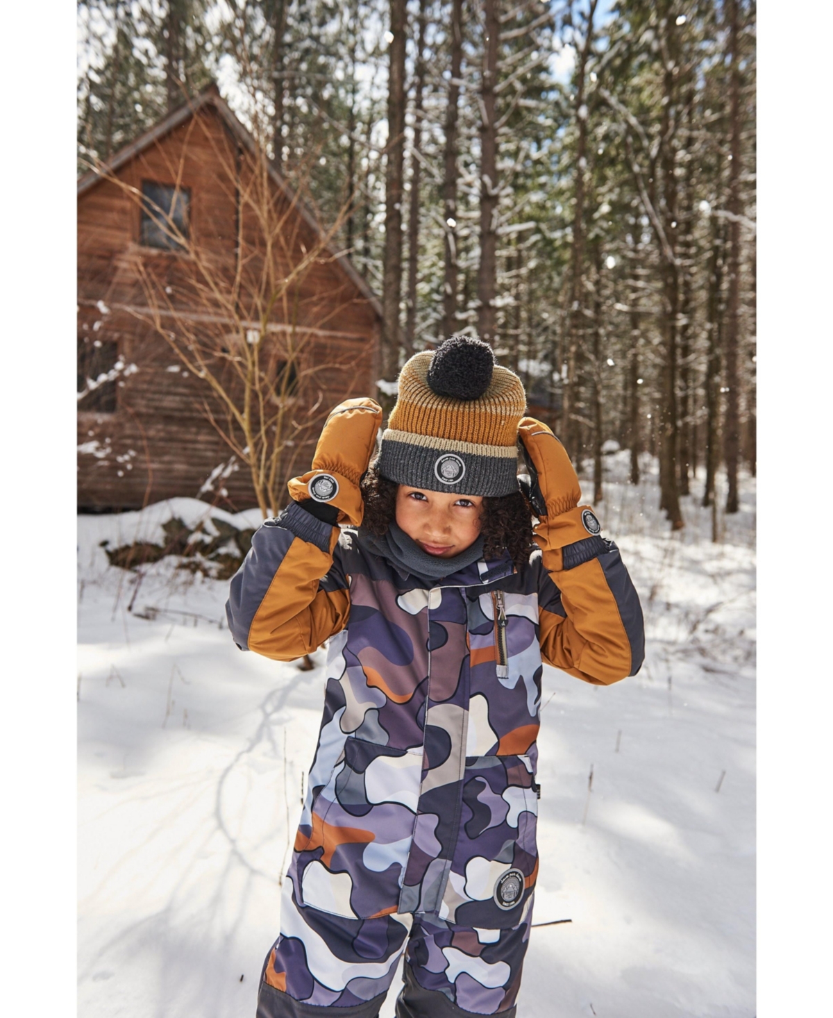 Deux par Deux Big Boys One Piece Snowsuit- Dark gray printed camo