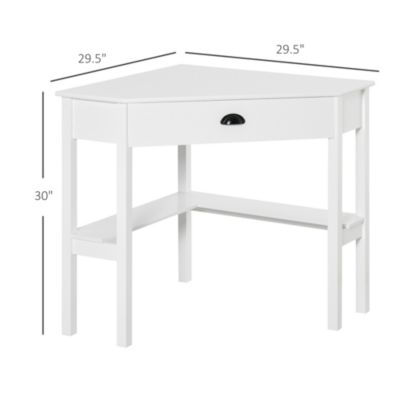 Corner Desk Triangle Computer Desk with Drawer & Storage Shelves,