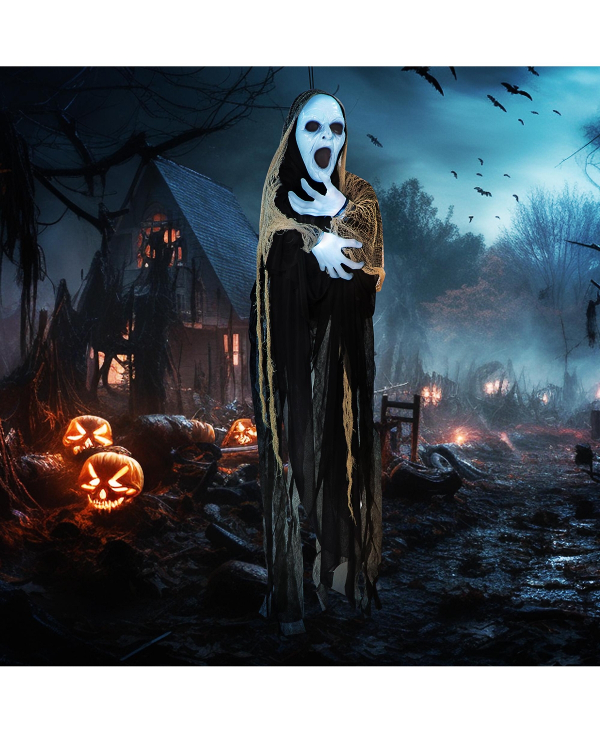 Outsunny Outdoor Halloween Decorations Female Ghost, Lighted Hanging Decoration