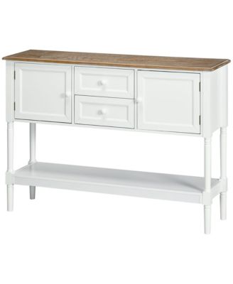 Retro Console Table W/ 2 Drawers and Cabinets for Entryway Living Room White