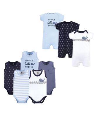 Baby Boys Essential 8-Pack Cotton Rompers & Bodysuits