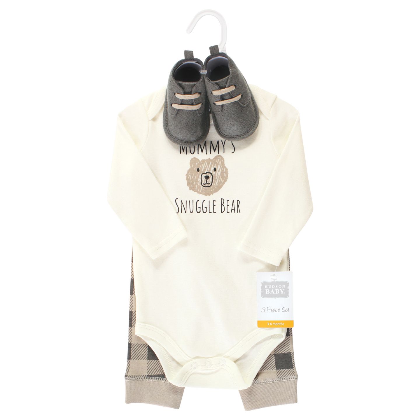 Комплект Hudson Baby Unisex Versatile 3-Piece Collection Long Sleeve Bodysuit, Pants, and Booties для мальчиков-малышей, цвет: Snuggle Bear Long Sleeve — фото 3