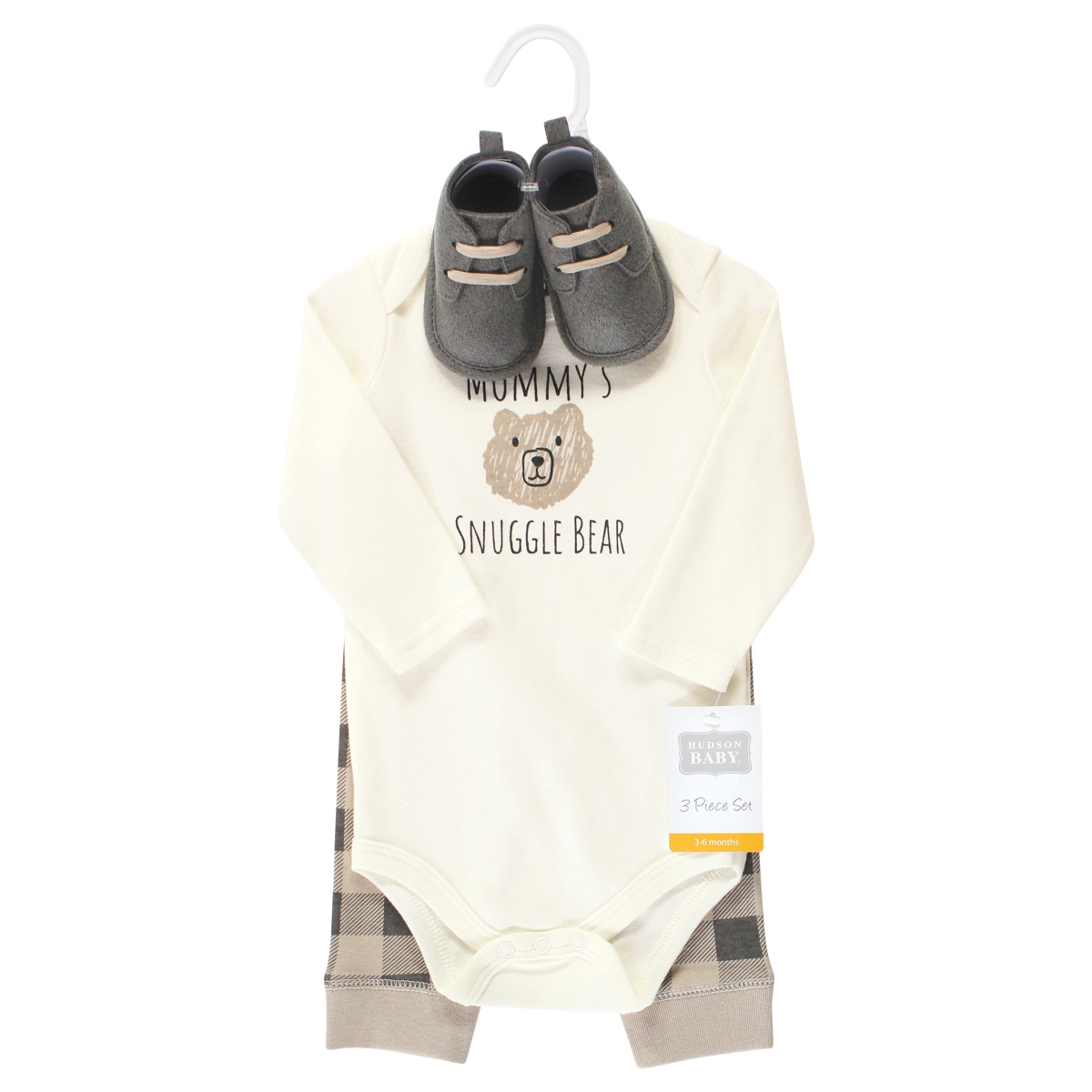 Hudson Baby Baby Boys Cotton Bodysuit, Pant and Shoe Set, Long Sleeve