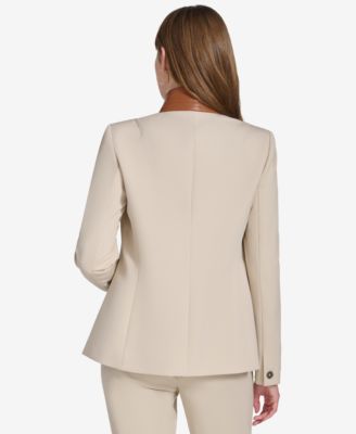 Tommy Hilfiger Women's Faux-Leather-Trim Riding Jacket - Macy's