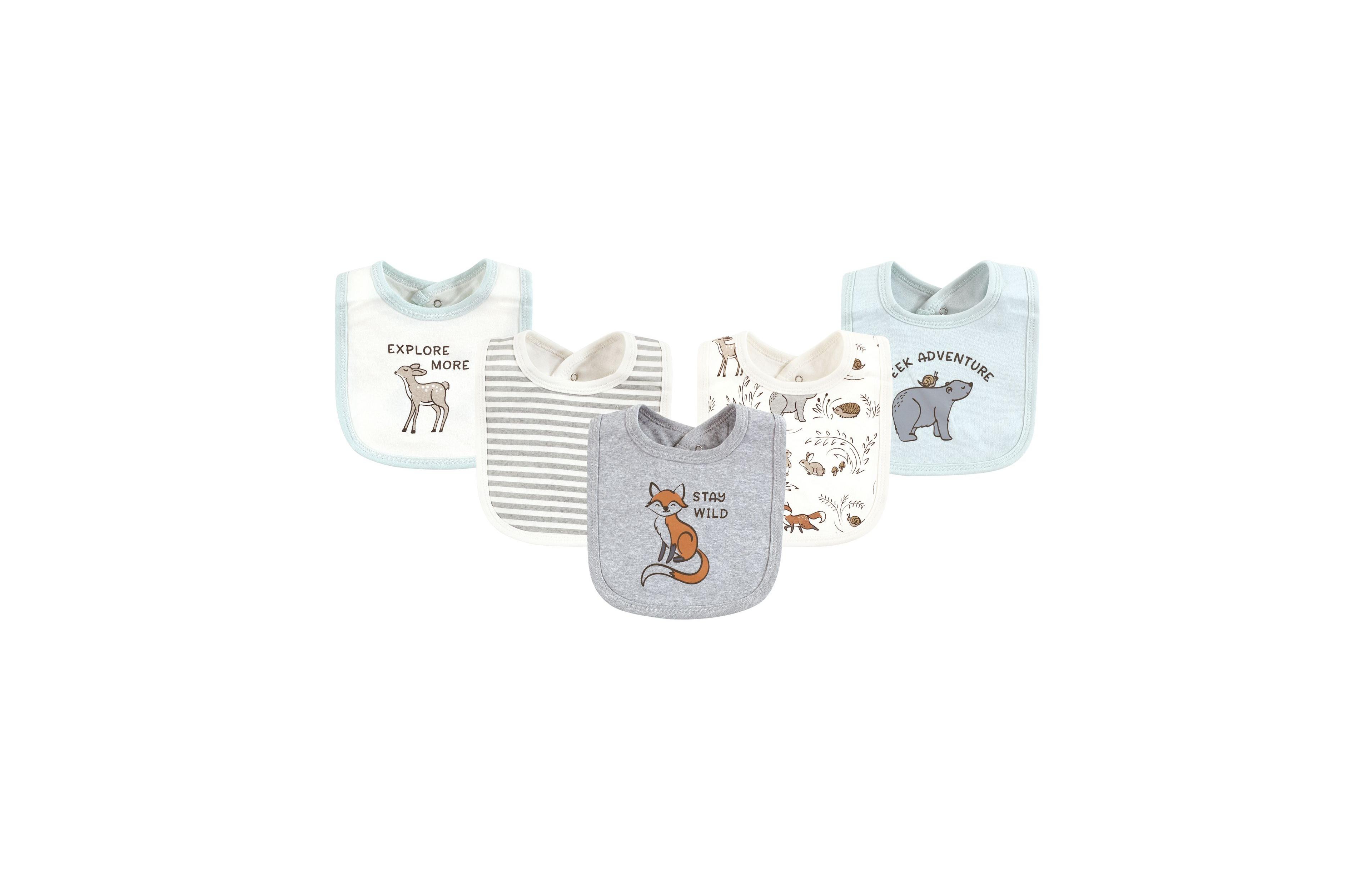 Touched by Nature Unisex Baby Organic Cotton Bibs 5pk, Cutie Pie, One