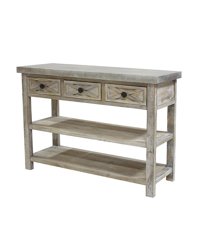 Slickblue Rustic Multi-Purpose Table Featuring 2 Shelves and 3 Drawers ...