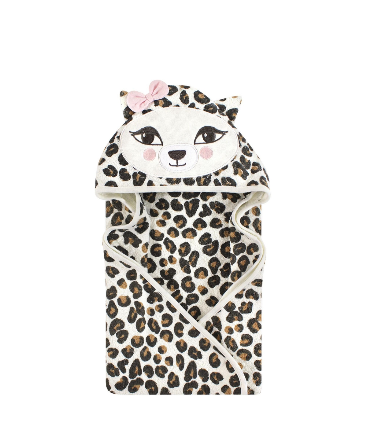 Hudson Baby Unisex Baby Cotton Animal Face Hooded Towel, One Size - Leopard