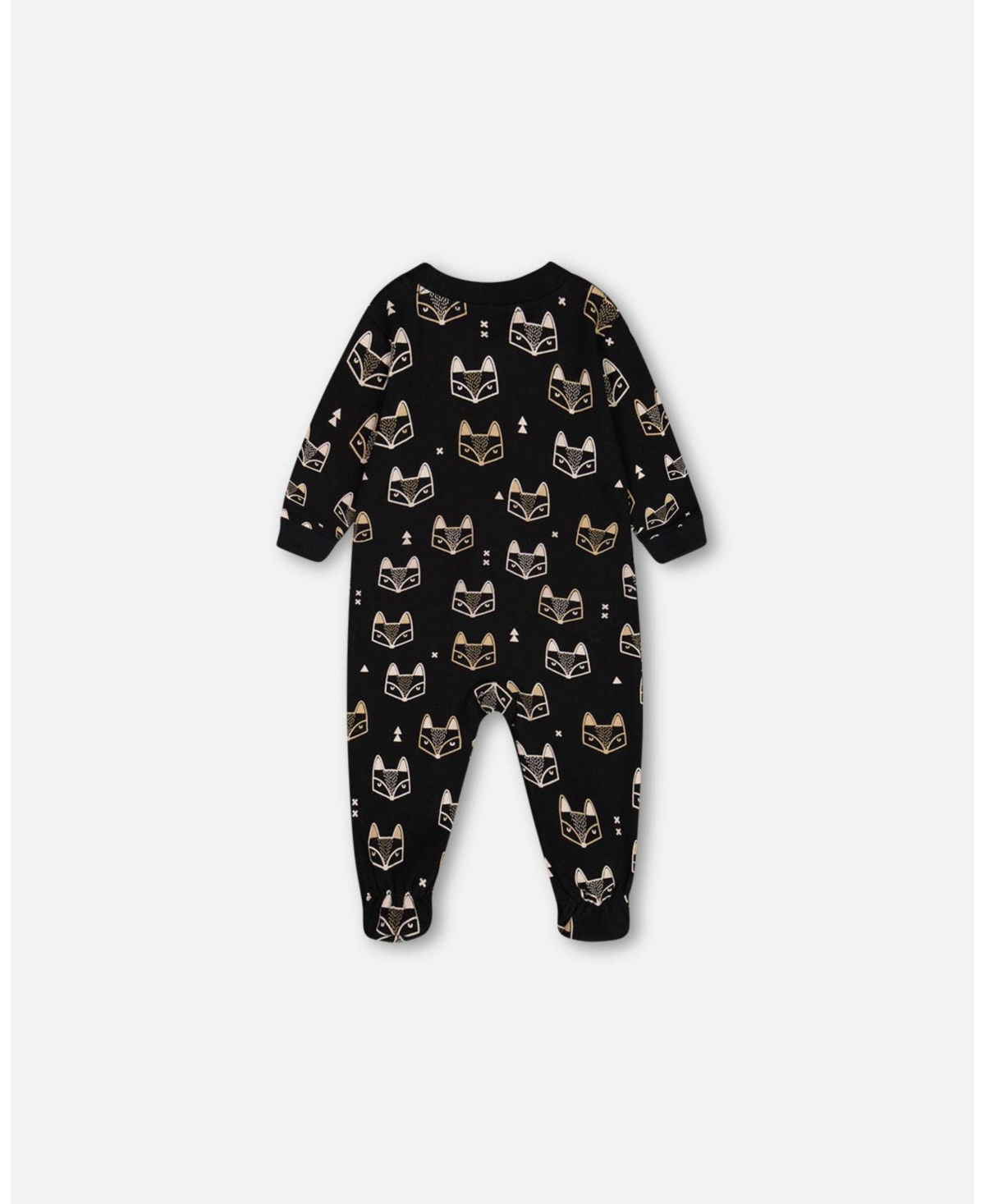 Deux par Deux Baby Boys Baby Organic Cotton One Piece Pajama- Black printed fox