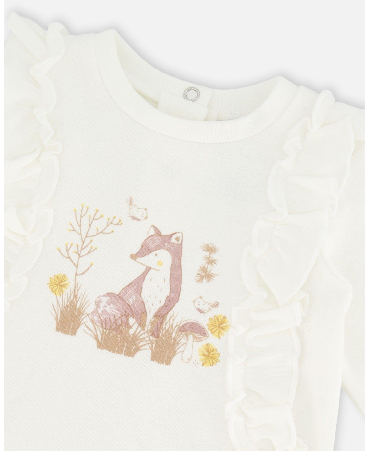 Deux par Deux Baby Girls Baby Organic Cotton Top And Printed Leggings Set White And Cinnamon - White and cinnamon printed flowers