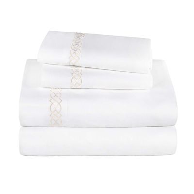 Egyptian Cotton 1000 Thread Count Embroidered Bed Sheet Set, Queen