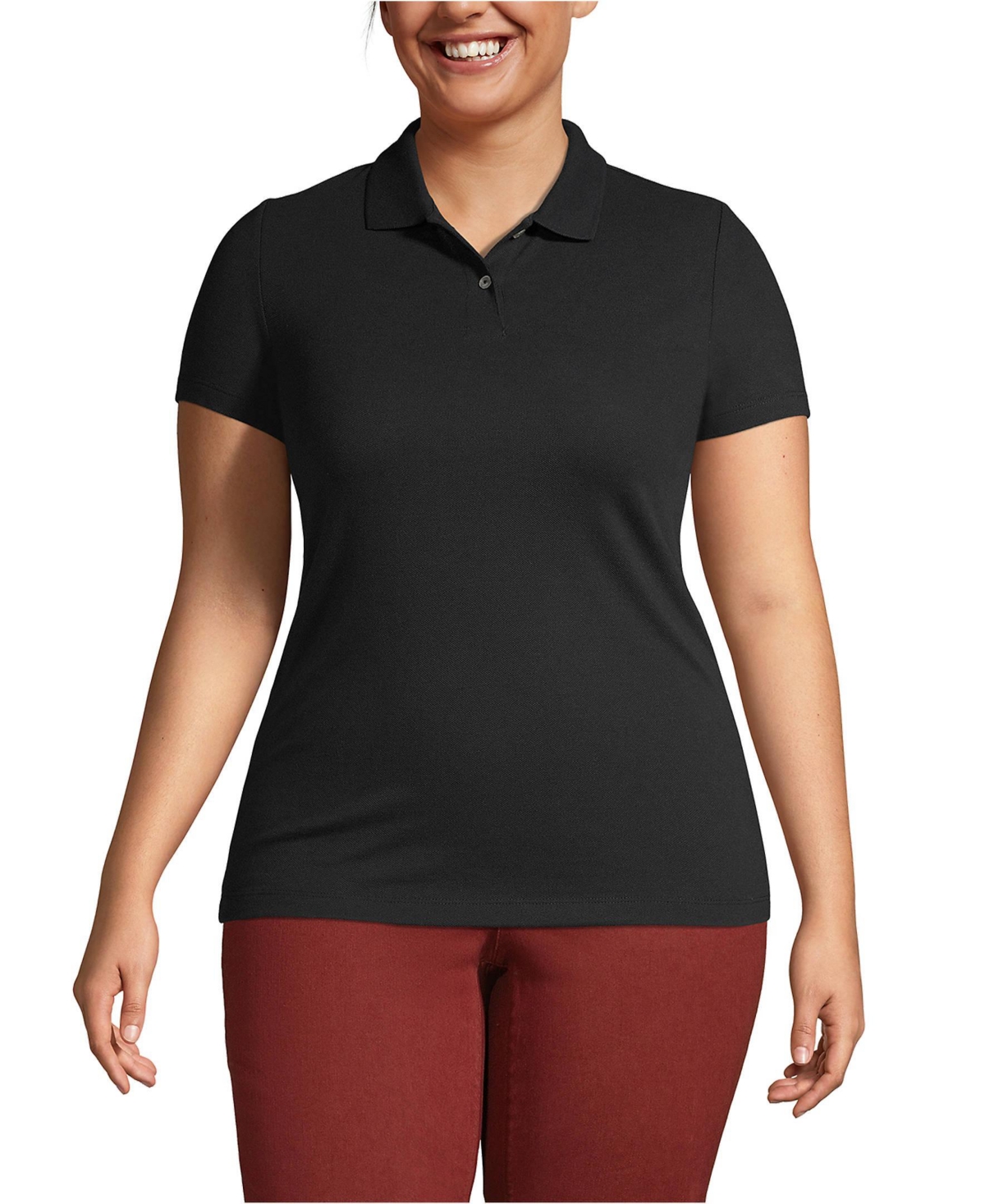Plus Size Short Sleeve Basic Mesh Polo Shirt - Vibrant clover
