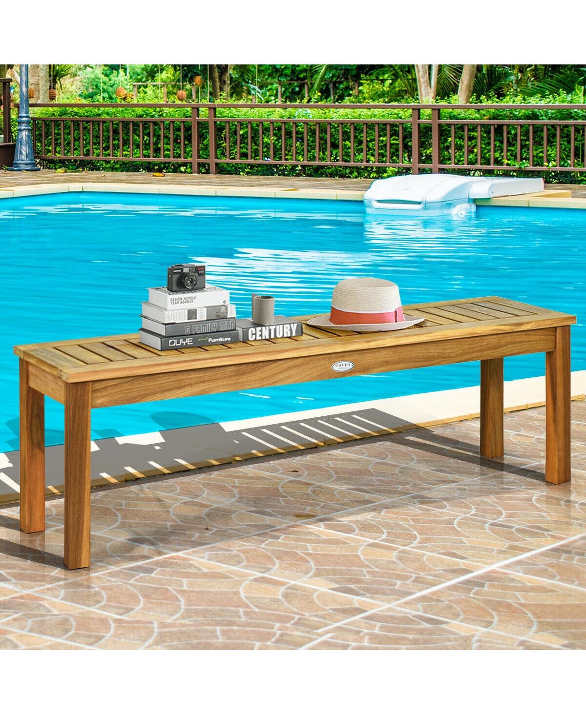 Slickblue 52 Inch Outdoor Acacia Wood Dining Bench Chair