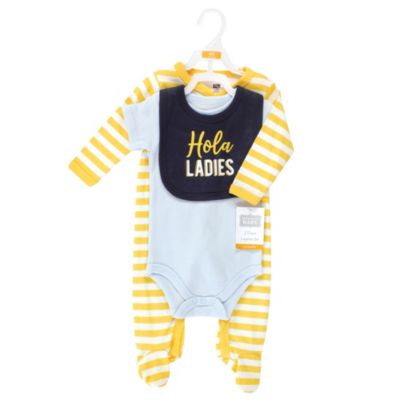 ' Cotton Essentials Set Sleep 'n Play Jumpsuit, Bodysuit, and Bandana Bib