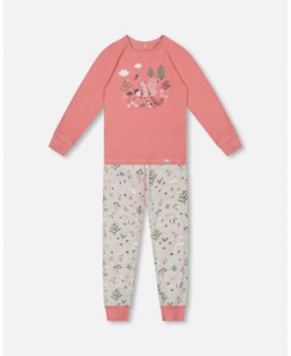 Deux par Deux Big Girls Organic Cotton Two Piece Pajama Set Beige Mix ...