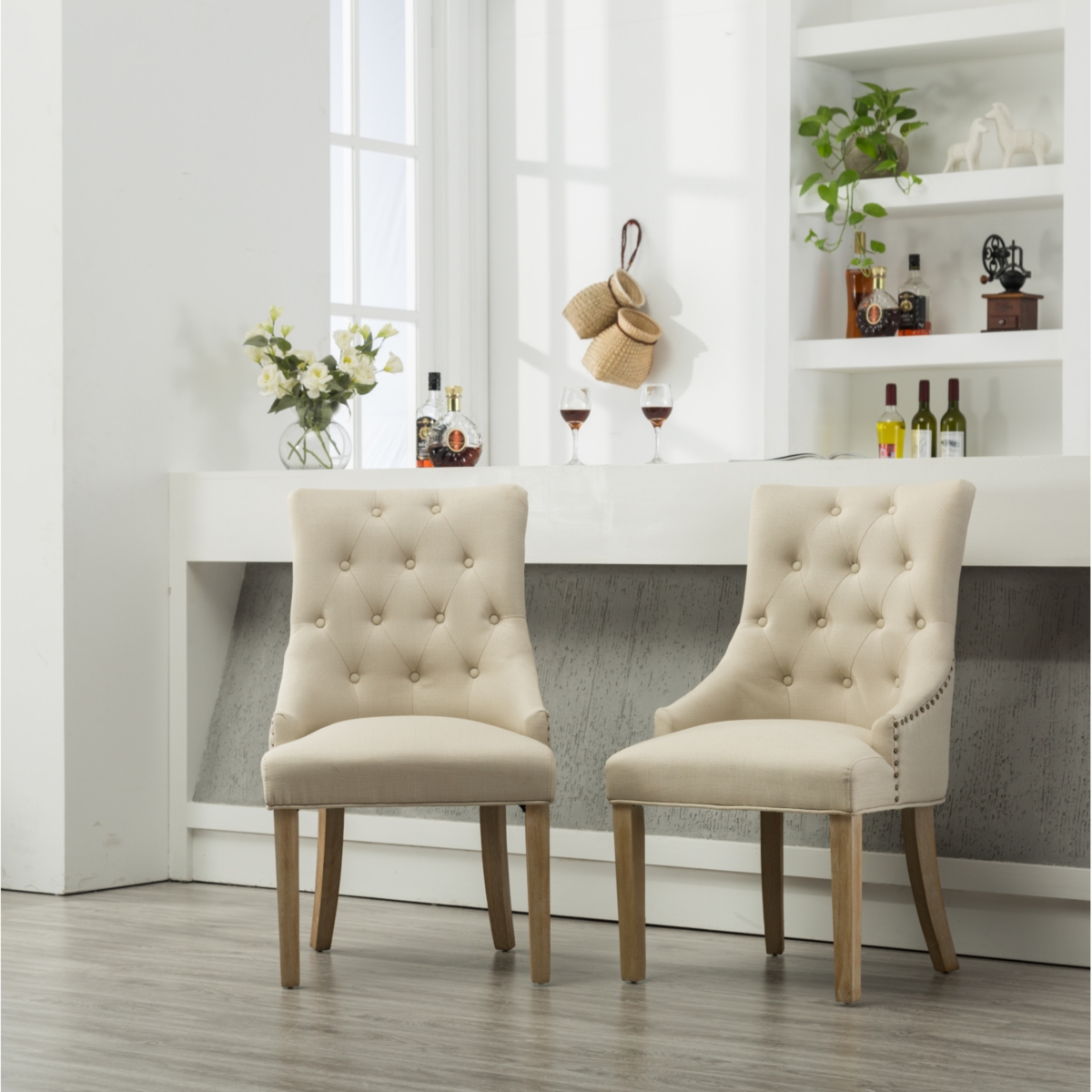 Streamdale Wingback Hostess Chairs with Nail Heads (Set of 2)