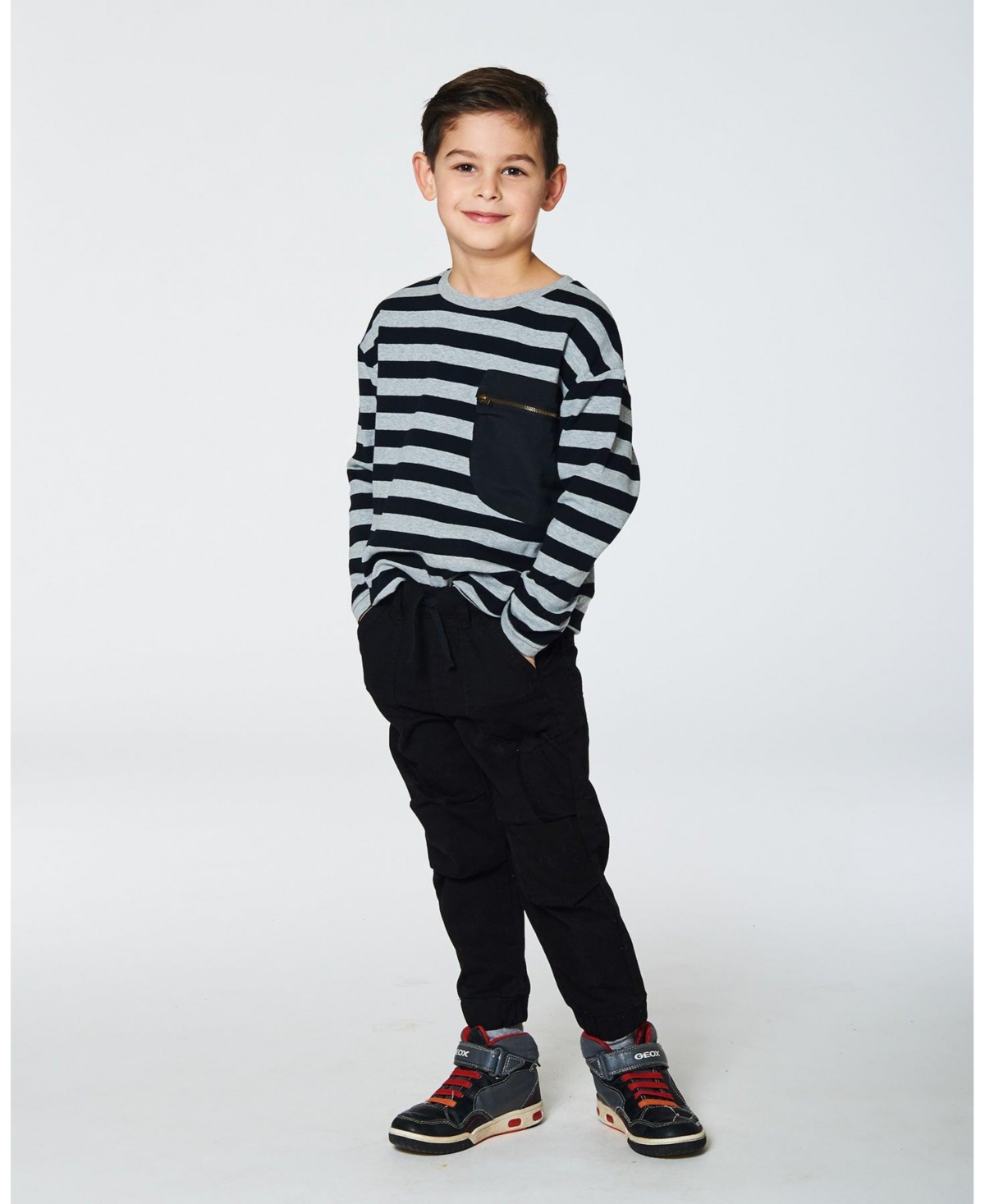 Deux par Deux Big Boys Striped Rib T-Shirt Black