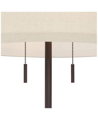 Nayla Modern Floor Lamp 62 1/2" Tall Bronze Metal Off White Fabric Tapered Drum Shade for Living Room Bedroom Office House Home