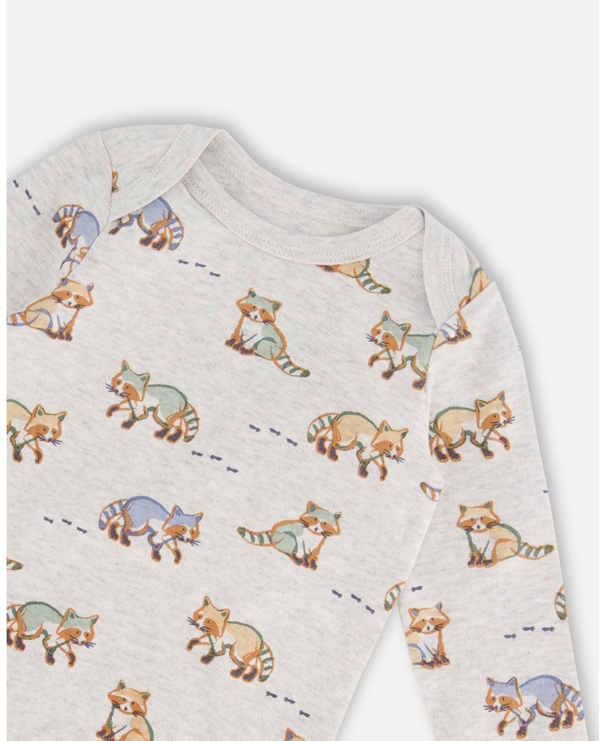 Deux par Deux Baby Boys Baby Organic Cotton Printed Onesie And Overall Set Green And Racoon - Green and printed raccon