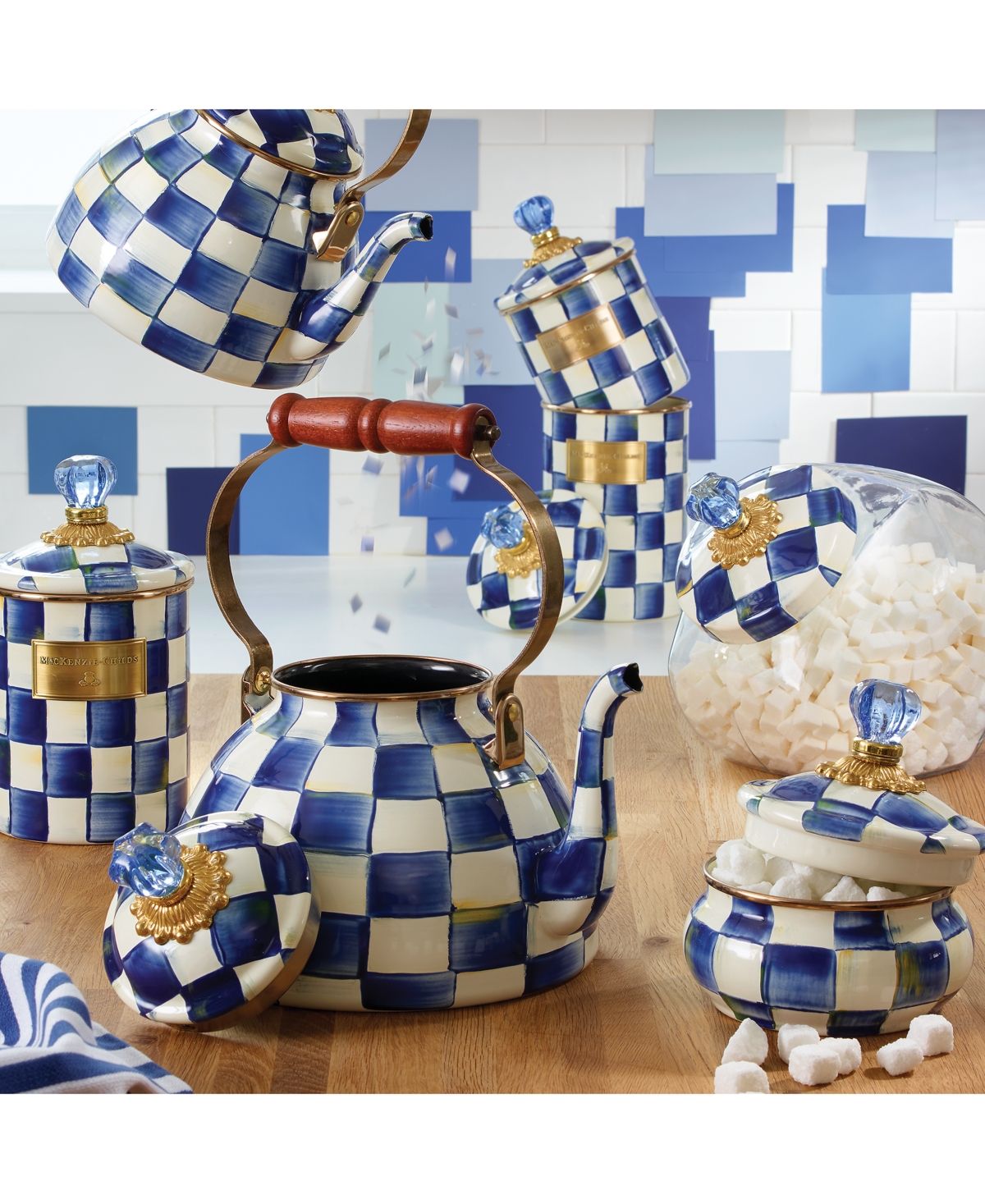 Mackenzie-childs Royal Check Enameled Steel Squashed Pot In No Color