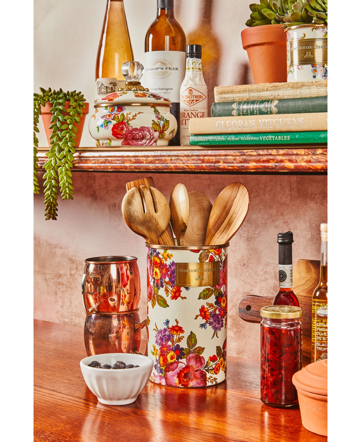 Mackenzie-childs White Flower Market Utensil Holder In No Color